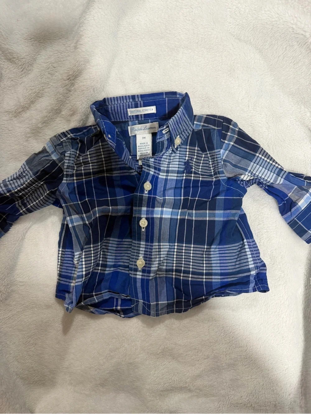 Ralph Lauren Blue Plaid Button-Down Shirt for Kids